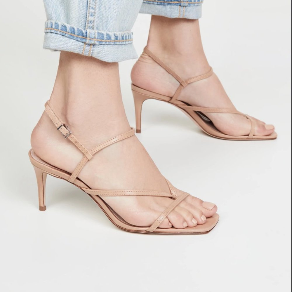 Schutz Aurora Slingback Leather Thong Sandals Turquoise